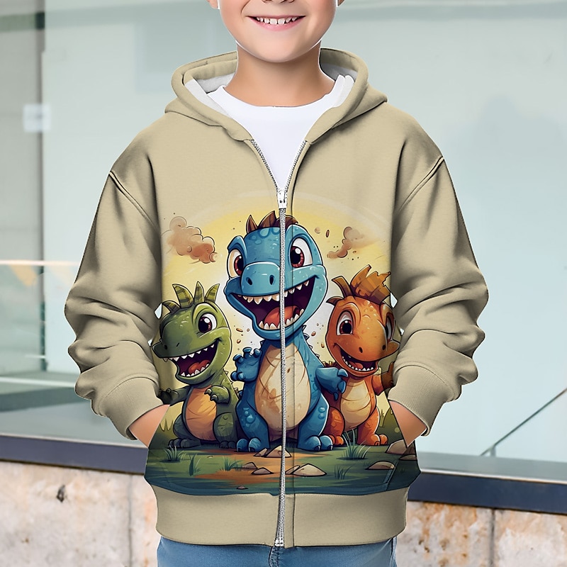 Garçon 3D Dinosaure Sweat à capuche Manteau Pardessus manche longue 3D effet Automne Hiver Mode Vêtement de rue Frais Enfants 3-12 ans Extérieur Casual du quotidien Standard de 2025 ? $18.99 -P13