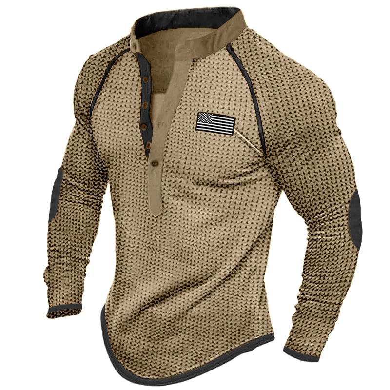 Men's T shirt Tee Waffle Henley Shirt Henley Shirt Tee Top Long Sleeve Shirt Color Block Henley Street Vacation Long Sleeve Patchwork Clothing Apparel Fashion Designer Basic 2026 - $22.99 –P3