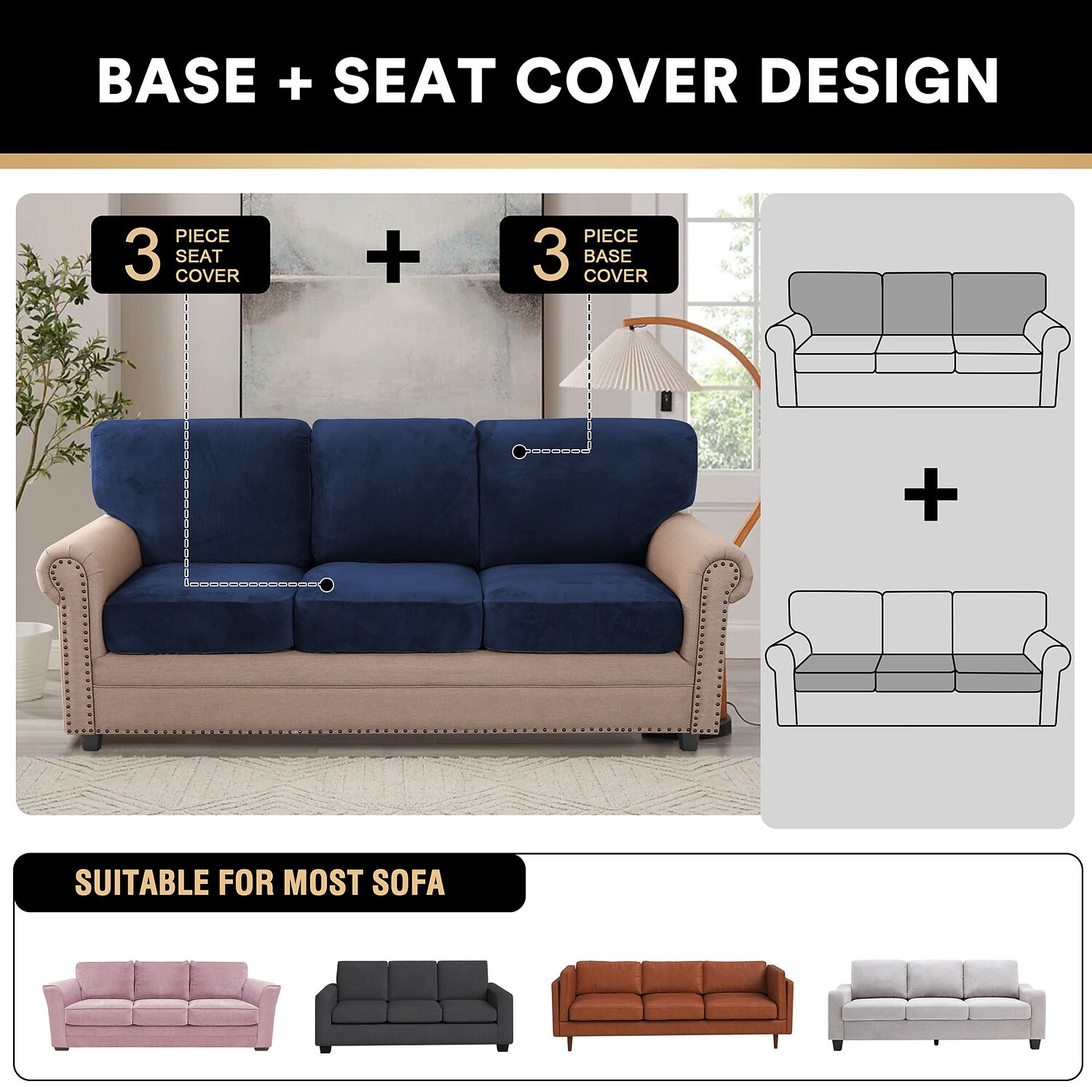 capa de sofá de veludo elástico com capa de encosto, capa de almofada, capa de apoio de braço, capa de sofá anti-riscos para cães capas protetoras laváveis de 2025 por $27.99 –P11