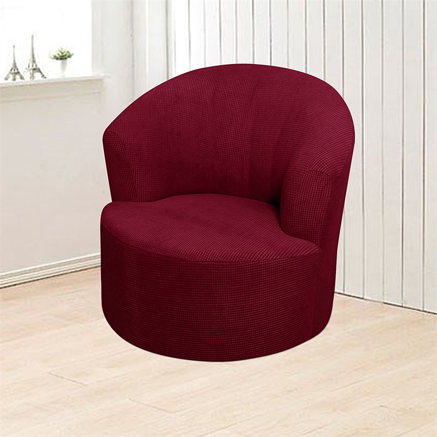 Funda para sillón giratorio de barril de jacquard, funda elástica color burdeos para sillón giratorio, funda para sofá, funda para sillón de club redondo moderno 2025 - $23.99 –P8