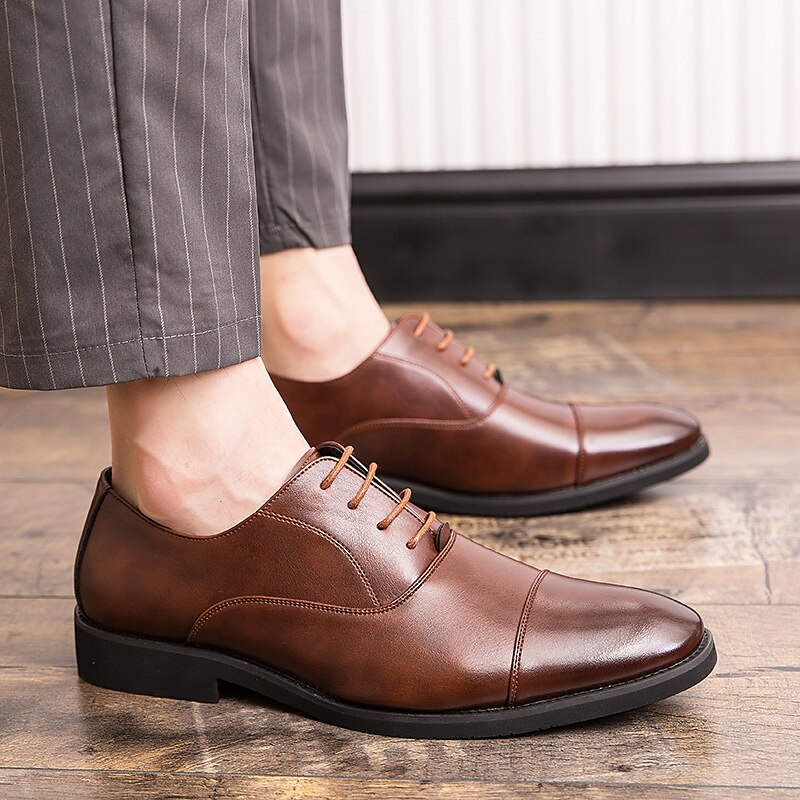 Men's Oxfords Retro Formal Shoes Walking Casual Daily Leather Comfortable Booties / Ankle Boots Loafer Black Brown Spring Fall 2023 - AED 179.99 –P5