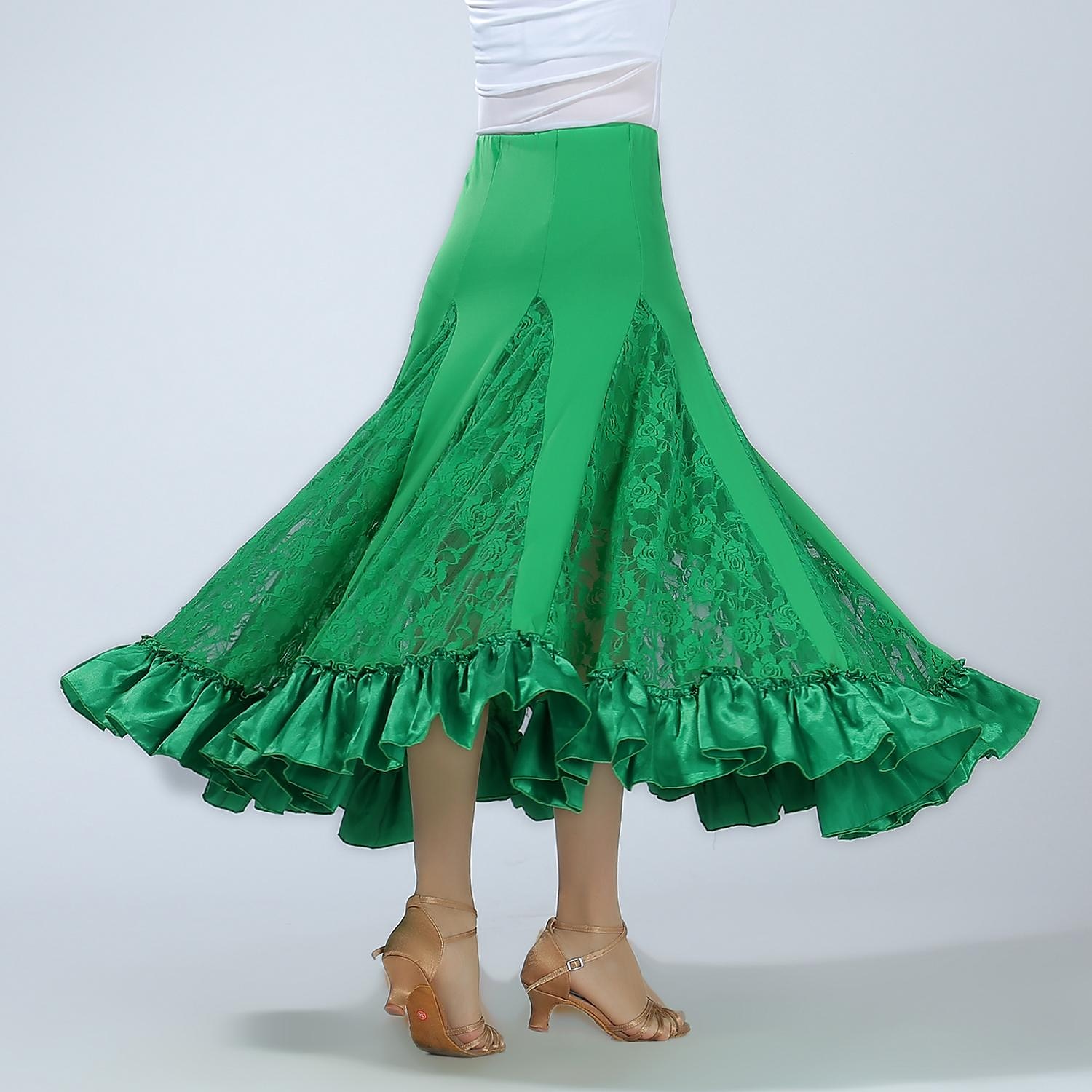 Standardní tance Sukně Krajka Čistá Barva Volán Dámské Výkon Trénink Vysoký Polyester 2025 - $41.99 –P2
