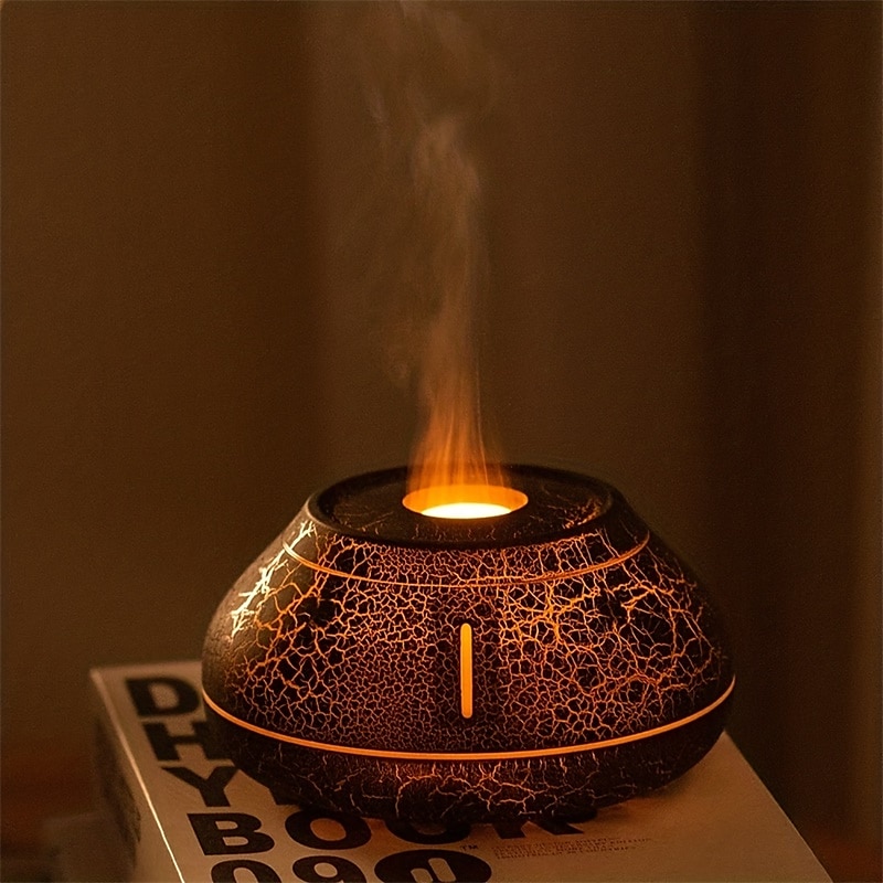 crackle paint flame arom diffuser simulering flame luftfuktare cool mist luftfuktare tyst ultraljud luftfuktare för sovrum hem skola studenthem söta estetiska grejer heminredning rumsdekor 2025 - $38.99 –P2