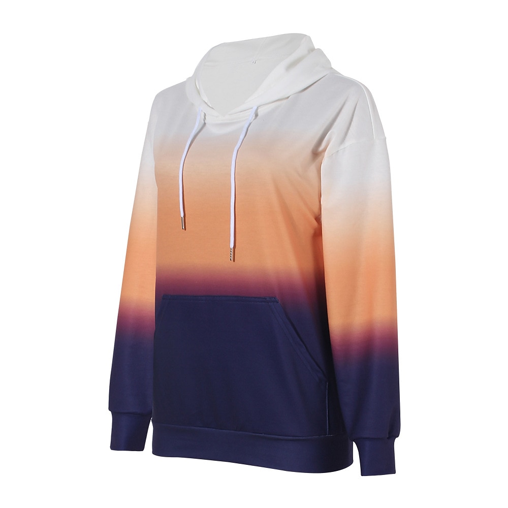 Mulheres Bloco de cor Ativo Roupa de Esporte Manga Longa Com Capuz Tops regulares Casual Esportes Com Cordão Imprimir Bolso frontal Amarelo Vermelho Roxo Laranja Outono & inverno de 2025 por $30.99 –P5
