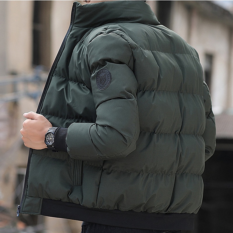 Per uomo Cappotto invernale Giacca invernale Piumino Cerniera Tasche Poliestere Tasche Esterno Appuntamento Casual / quotidiano Standard Di tendenza Informale Tenere al caldo Antivento Inverno Liscio del 2026 a $34.99 –P5