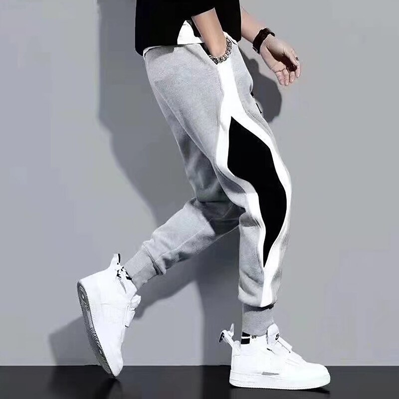 Hombre Pantalones de Deporte Pantalón Jogger Persona que practica jogging Retazos Bolsillo Correa Bloque de color Comodidad Transpirable Exterior Diario Noche Moda Casual Negro Gris 2025 - $11.49 –P5