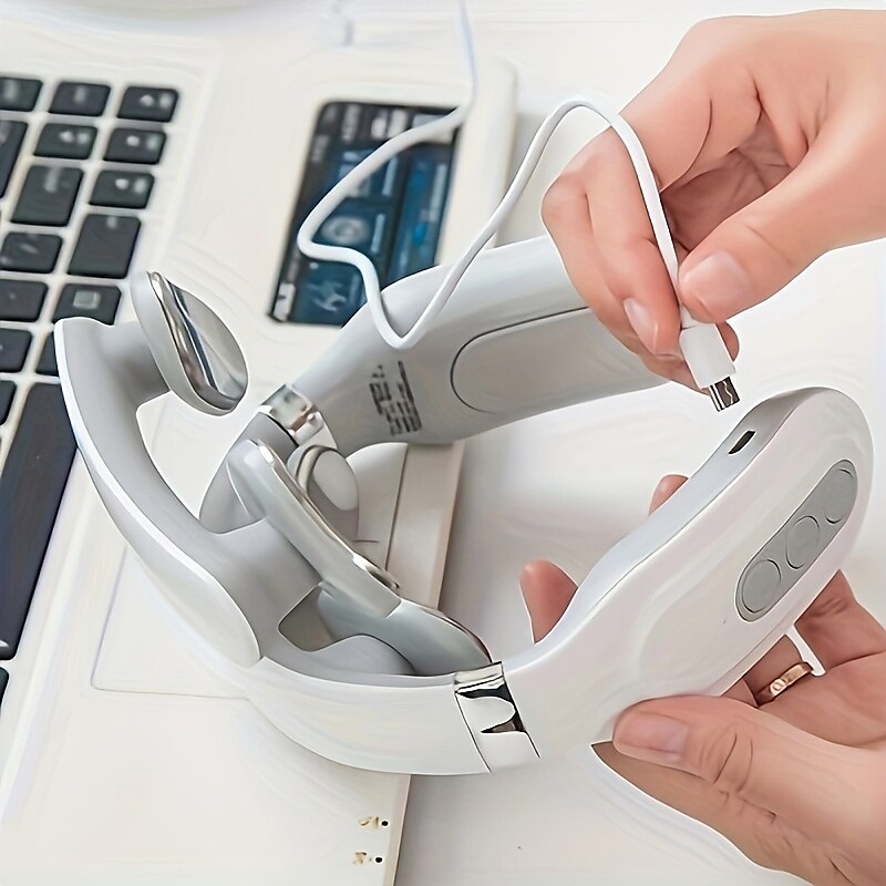 Multifunctional Hot Compress Pulse Kneading Neck MassagerSmart Wireless U-Shaped TENS EMS Pulse Heated Cervical Massager Deep Tissue Pain Relieve Fatigue 4 Massage Heads Neck Massager 2025 - $41.99 –P5