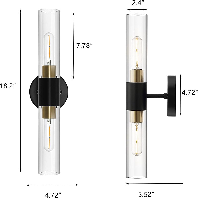 Aplique de pared LED, lámpara de pared negra de estilo nórdico con pantalla de tambor de vidrio metálico, iluminación de pared, lámpara de lectura, para mesita de noche, dormitorio 110-240v 2025 - $116.99 –P7