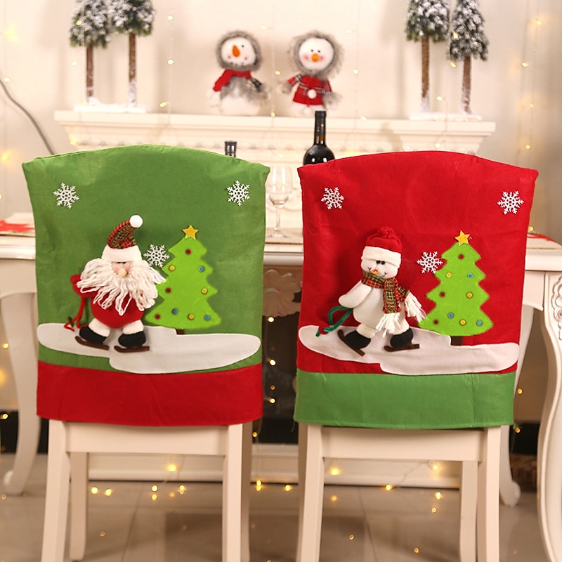1 ks dárky dárky potah na opěradlo židle do jídelny, santa claus sněhulák sob potah na jídelní židle, potah na židle do kuchyně výzdoba hotelové dovolené 2025 - $12.49 –P6