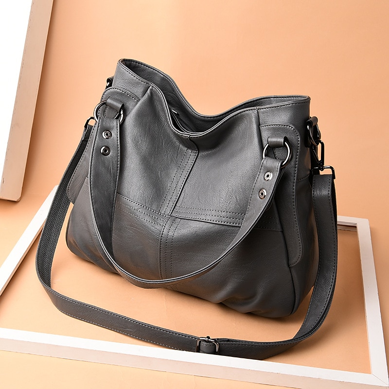 Per donna Borsa Borsa a tracolla Borsa a spalla Borsa Boston Pelle PU All'aperto Shopping Quotidiano Cerniera Grande Capacità Impermeabile Durevole Tinta unica Trapuntato Rosso violaceo Nero Bianco del 2025 a $29.25 –P5