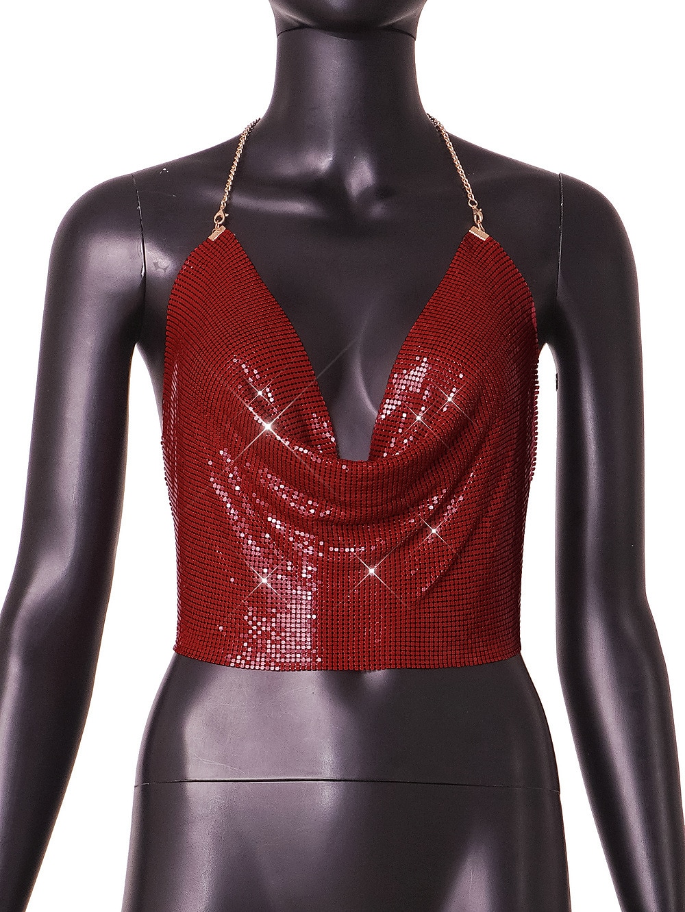 Fémes Hát nélküli Szikra Spagetti pántos trikó Testlánc Crop Tank Top Diszkó Jelmez Női Parti Klub Pride Parade Felnőttek Trikó 2025 - $23.99 –P36