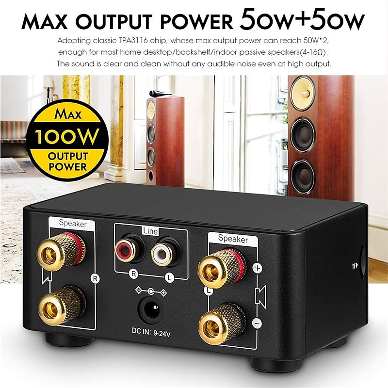 Bluetooth Digital Mini Amplifier 50WX2 Power Amplifier Board Bluetooth-compatible TPA3116 Receiver Stereo 12V Home Car Audio Amp USB U-disK TF Music Card Player 2025 - $41.99 –P10