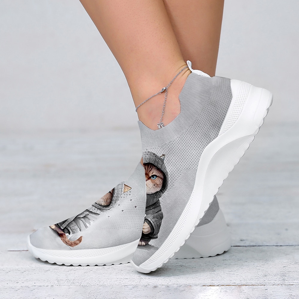 simpatiche sneakers slip-on da donna con stampa gatto, scarpe da passeggio leggere e traspiranti, calzature casual comode ed eleganti, perfette per l'uso quotidiano del 2025 a $14.99 –P2