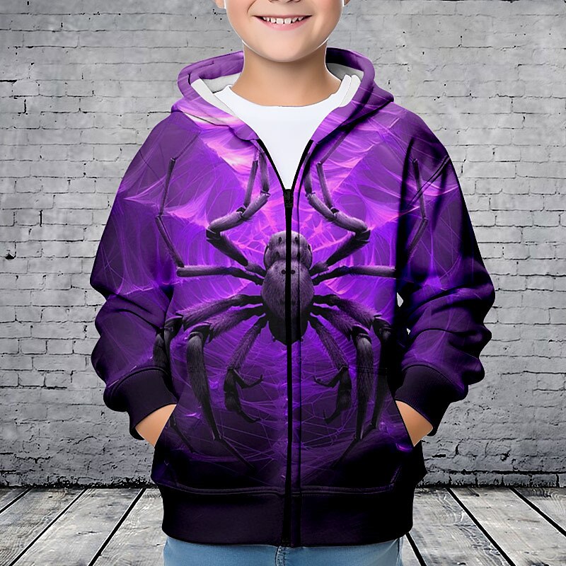 Pojkar 3D SPIDER Huvtröja Kappa Ytterkläder Långärmad 3D-tryck Höst Vinter Mode Streetwear Häftig Polyester Barn 3-12 år Utomhus Ledigt Dagligen Normal 2025 - $18.49 –P2