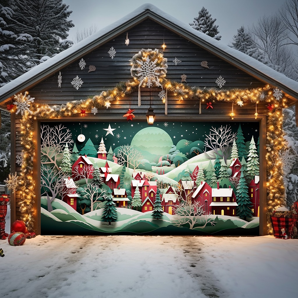Décorations de porte de garage de Noël Couverture extérieure de