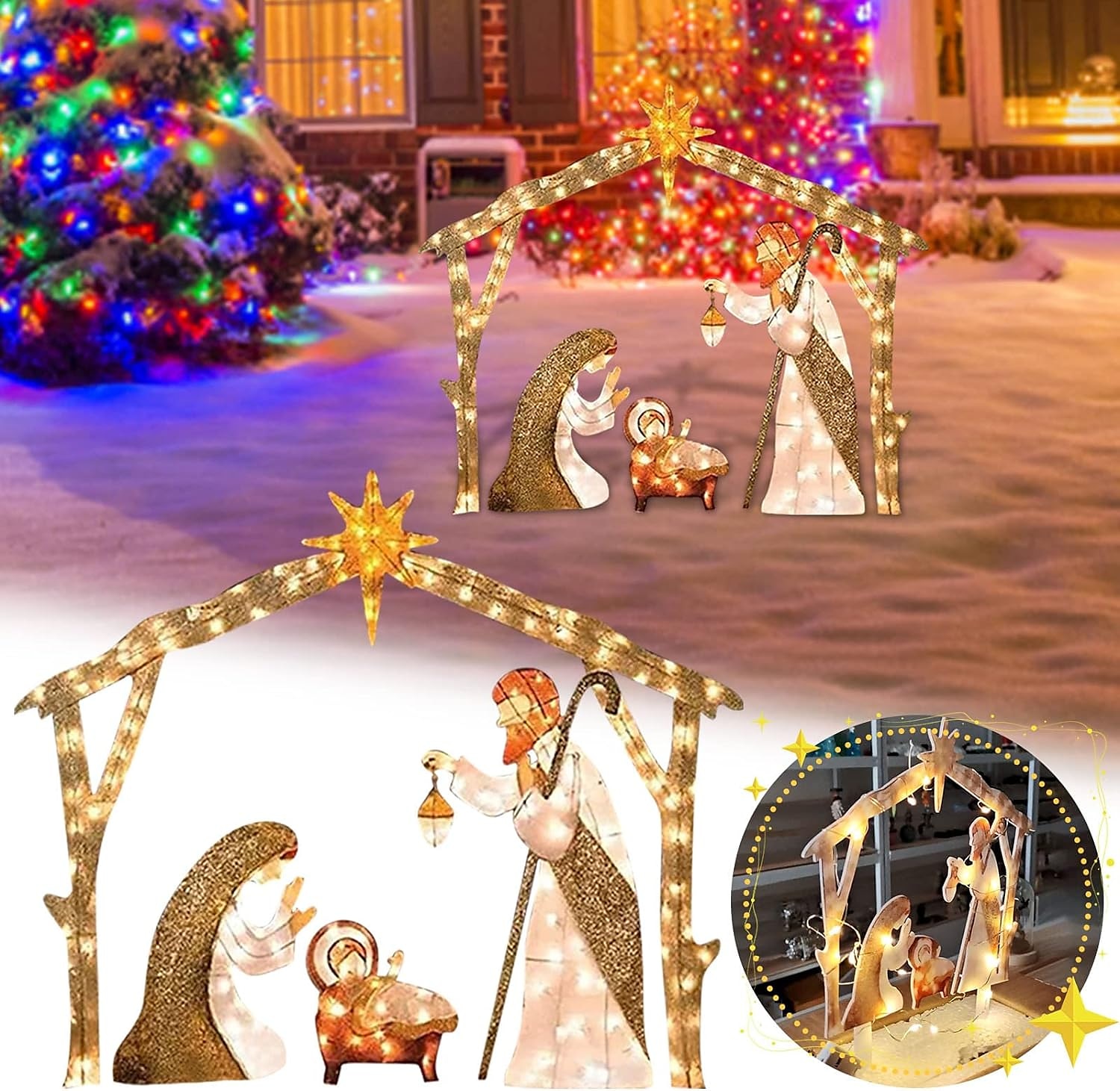 Χριστουγεννιάτικη διακόσμηση Χριστουγεννιάτικη φωτεινή νάτια σκηνή φάτνης διακόσμηση κήπου αυλής Χριστούγεννα Πάσχα διακοσμητικά 2025 - $13.49 –P2