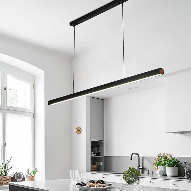 moderne led-hanglamp dimbare led-kroonluchter lineair ontwerp 60/80/100cm hanglamp voor eetkamer keukeneiland ontbijtruimte woonkamer 110-240v 2025 - $229.99 –P3