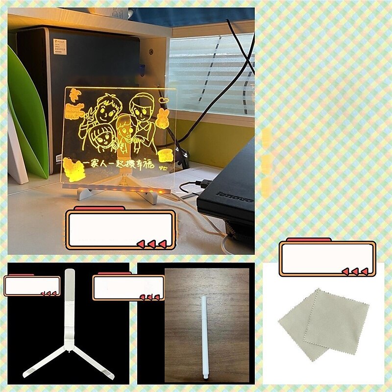 Children's drawing board blackboard transparent double side can be wiped and written acrylic luminous writing board scaffolding desktop message board 2025 - $25.99 –P6