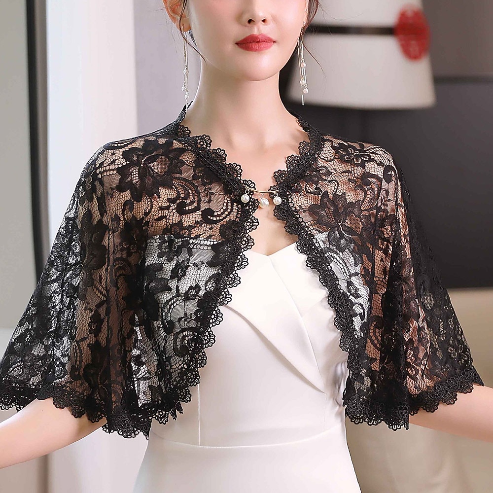 Women's Wrap Shrug Bridal's Wraps Wedding Guest 's Wraps Cape Elegant  Luxury Sleeveless Polyester Wedding Wraps With Lace For Wedding Summer 2026  - $21.99