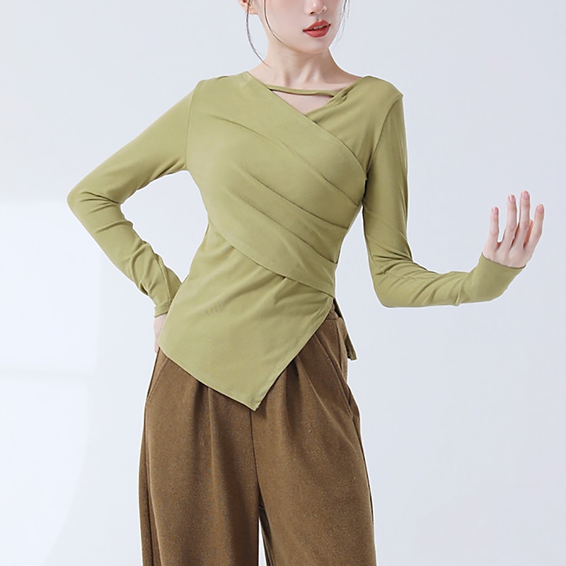 Sportkläder Topp Ren Färg Tvinning Dam Prestanda Träning Långärmad Polyester 2025 - $25.99 –P2