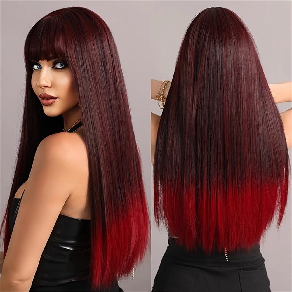 Parrucche sintetiche bionde ombre marroni con frangia Parrucca per capelli naturali morbidi e lisci a strati per le donne, feste quotidiane, resistente al calore ad alta densità del 2025 a $31.99 –P6