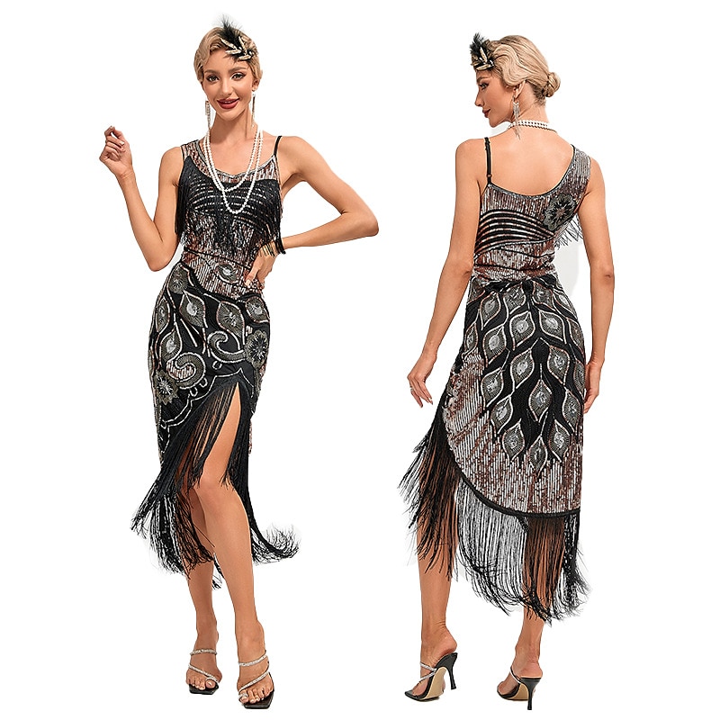 Retró Ordító 20-as évek 1920-as évek Flapper ruha Ruhák Álarcosbál A nagy Gatsby Esküvői Vendég Flitter Rojt Jelmez Női Álarcos mulatság Esküvő Esküvői vendég Buli / Este Felnőttek Ruha Hazatérő ruhák 2025 - $44.99 –P4