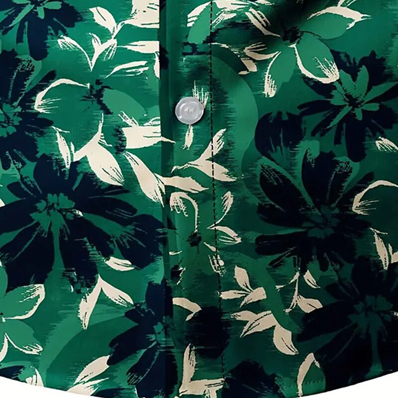 Men's Floral Shirt Button Up Shirt Long Sleeve Casual Daily Wear Going out Fall & Winter Turndown Print Button-Down Black Green 2025 - $24.99 –P5