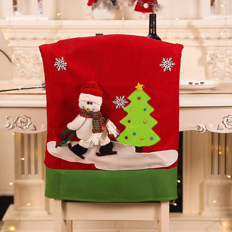 1 ks dárky dárky potah na opěradlo židle do jídelny, santa claus sněhulák sob potah na jídelní židle, potah na židle do kuchyně výzdoba hotelové dovolené 2025 - $12.49 –P11