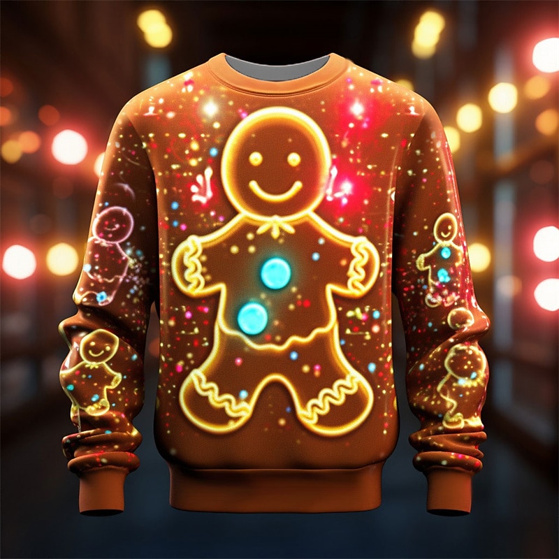 Herr Grafisk Julmönster Tomtens hjälpare Tröjor Tröja Pullover-tröja Långärmad Tröja Rund hals Mode Dagligen Ledigt 3D-tryck Semester Helgdag Utekväll Mönster Vår & Höst 2025 - $30.99 –P1