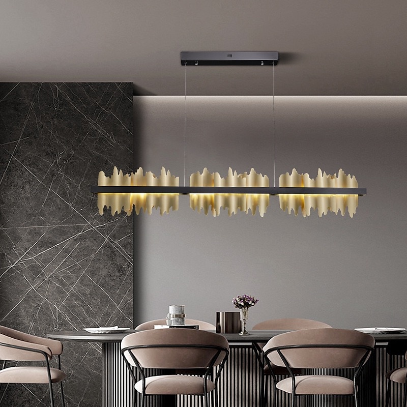 Kristallen kroonluchter luxe 120 cm liner ontwerp kroonluchter mooi grijs sprankelend kristal blad moderne kroonluchter voor keukeneiland woonkamer eetkamer slaapkamer verlichting 110-240v 2025 - $963.09 –P3