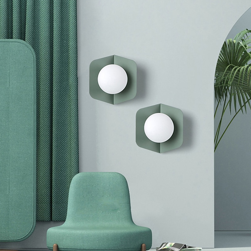 seinävalaisin pyöreä lasi maapallo varjostin seinäkiinnitys nykyaikainen macaron metalliseinävalaisin 110-240v 2025 - $116.99 –P10