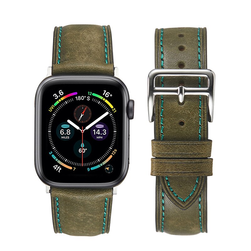 Leather Band Compatible with Apple Watch band 38mm 40mm 41mm 42mm 44mm 45mm 49mm Rugged Luxury Adjustable Genuine Leather Strap Replacement Wristband for iwatch Series Ultra 8 7 SE 6 5 4 3 2 1 2025 - $21.99 –P3