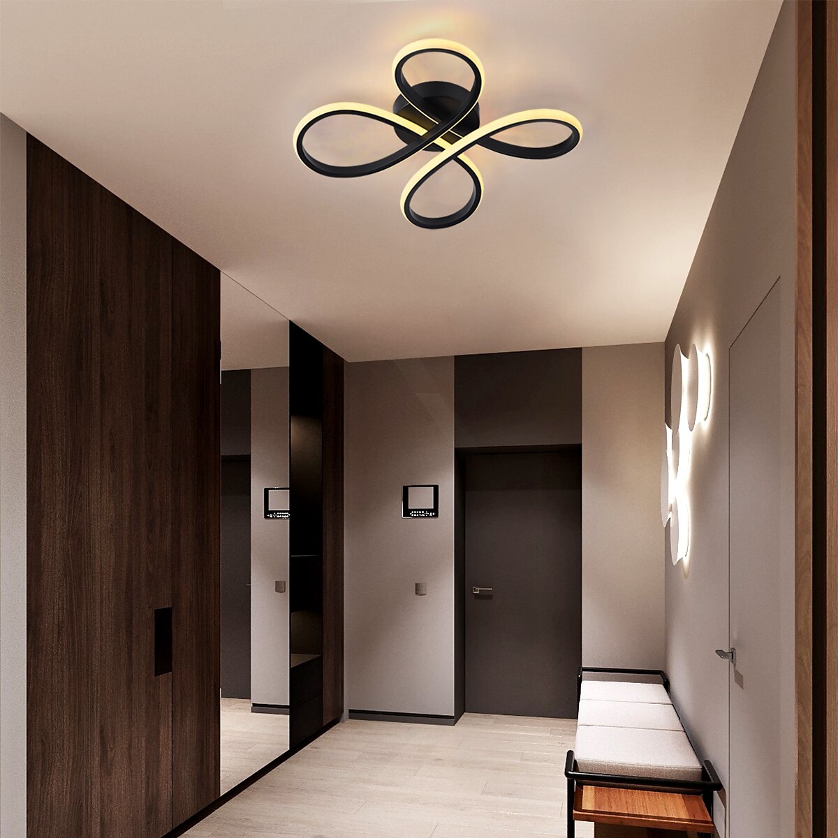 moderne taklys ring design led svart taklampe 3 farger akryl taklampe pendelbelysning for stue soverom spisestue kjøkken foajé 110-240v 2025 - $87.99 –P3