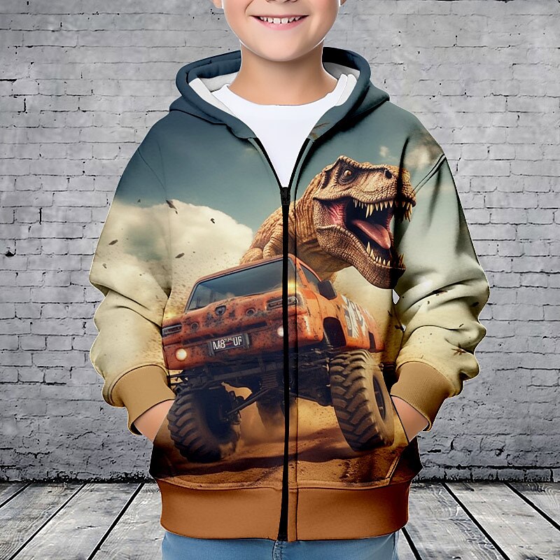 Pojkar 3D Dinosaurie Huvtröja Kappa Ytterkläder Långärmad 3D-tryck Höst Vinter Mode Streetwear Häftig Polyester Barn 3-12 år Utomhus Ledigt Dagligen Normal 2025 - $18.49 –P5