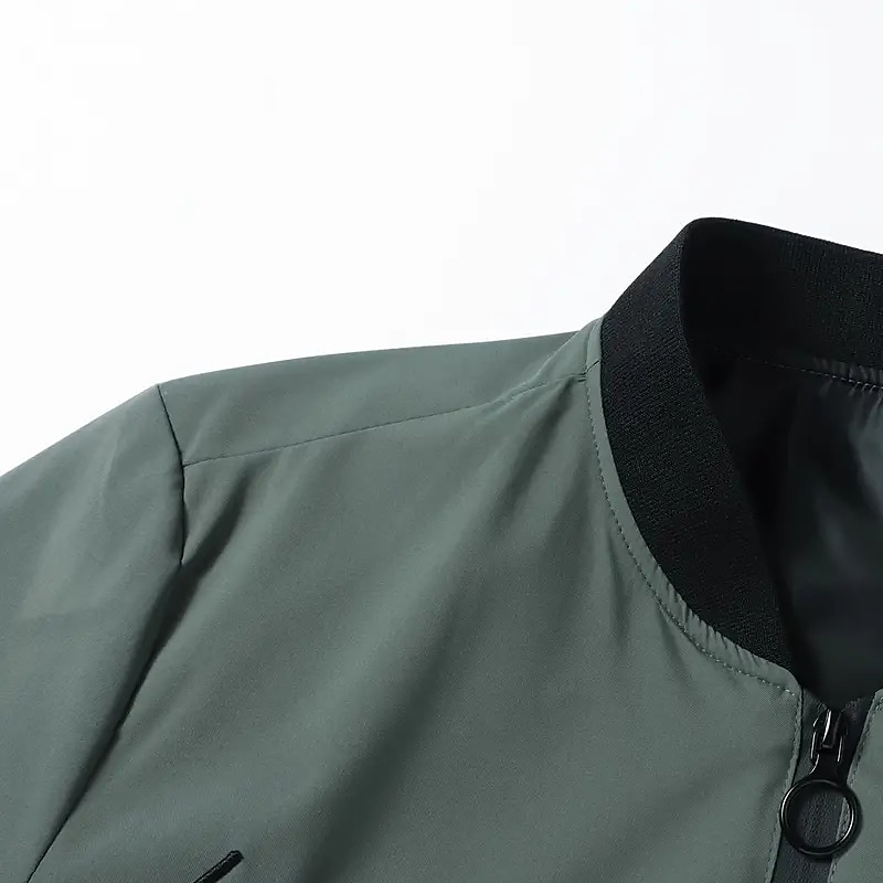 Men's Lightweight Jacket Summer Jacket Bomber Jacket Windbreaker Outdoor Vacation Warm Fall Winter Plain Fashion Streetwear Stand Collar Regular Black Gray Jacket 2025 - $26.99 –P17