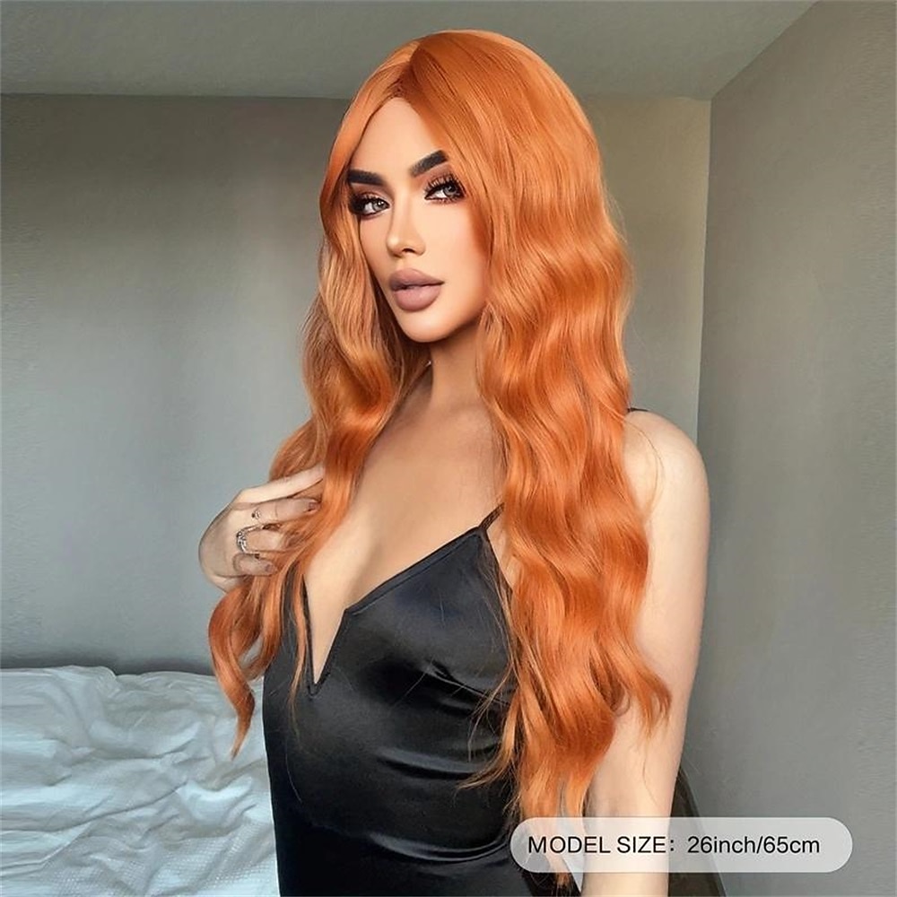 Парики из искусственных волос Кудрявый Средняя часть Парик Длинные A1 A2 Оранжевый Искусственные волосы Жен. Модный дизайн Мягкость Натуральный Оранжевый Омбре Темно-серый 2026 - $22.99 –P4