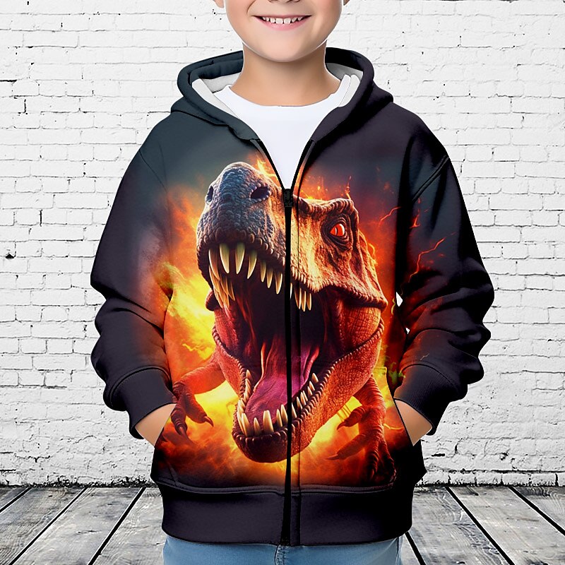 Pojkar 3D Dinosaurie Huvtröja Kappa Ytterkläder Långärmad 3D-tryck Höst Vinter Mode Streetwear Häftig Barn 3-12 år Utomhus Ledigt Dagligen Normal 2025 - $18.49 –P5