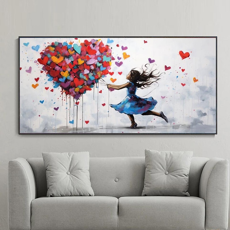 Large Balloon Girl Dream Big Dreams Graffiti Canvas Wall Art Handpainted Gril Oil Painting Street art Handmade Graffiti Art Dreams On Canvas For Home Decor No Frame 2025 - $123.99 -P5