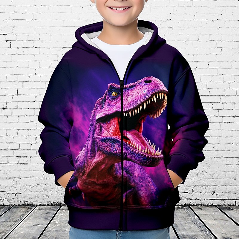 Pojkar 3D Dinosaurie Huvtröja Kappa Ytterkläder Långärmad 3D-tryck Höst Vinter Mode Streetwear Häftig Barn 3-12 år Utomhus Ledigt Dagligen Normal 2025 - $18.49 –P7