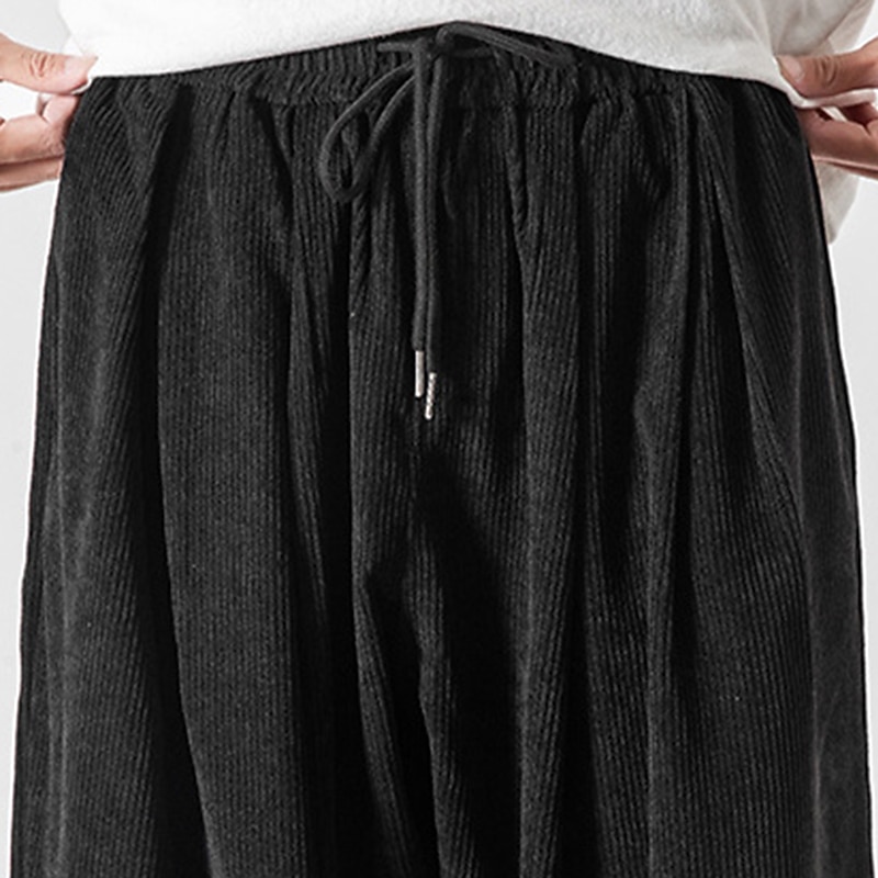 Men's Sweatpants Corduroy Pants Carrot Pants Pocket Drawstring Elastic Waist Plain Comfort Breathable Outdoor Daily Going out Fashion Casual Black Pink 2026 - $49.99 –P18