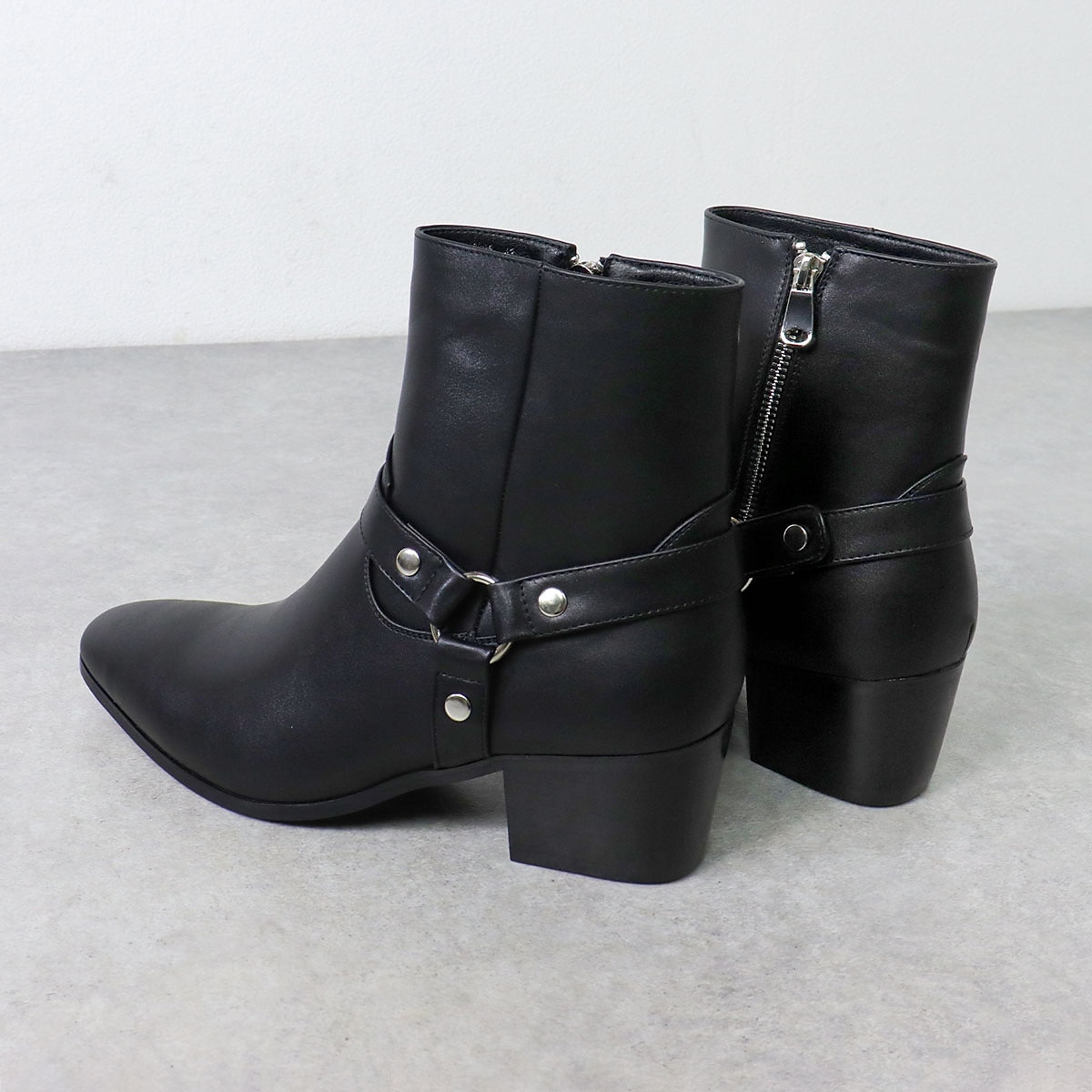 botas masculinas pretas de couro sintético para motociclista com tira e fivela - botas estilosas de cano médio de 2025 por $79.99 –P4