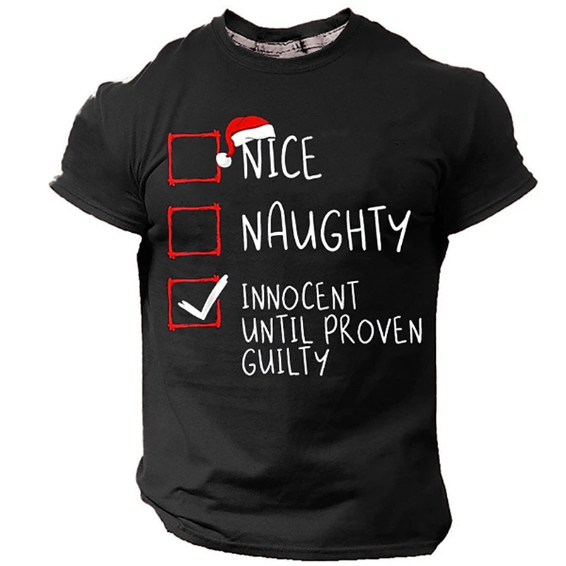 T-shirts de Noël amusants pour hommes, motif lettre graphique 3D, chapeau, designer quotidien, rétro, vintage, imprimé 3D, sport, plein air, vacances, sorties, noir, bleu, rouge&amp;col ras du cou à de 2025 ? $18.99 –P1