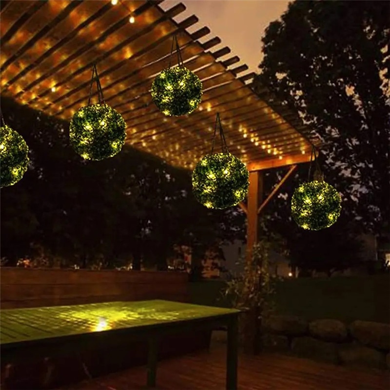 LED Außenwandleuchte Solarlampen Hof, dekorative Simulation, Graskugel-Kronleuchterlampe für Rasen, Garten, Urlaubsdekoration, Beleuchtung, Durchmesser 14 cm 2026 - $38.99 –P4