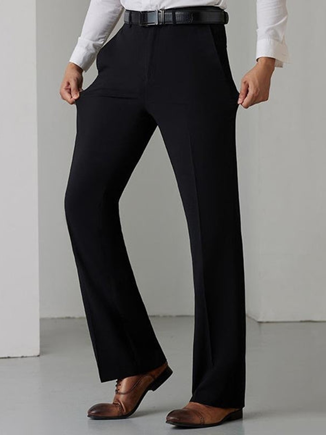 Men's Trousers Dress Pants Flared Pants Suit Pants Pocket Plain Comfort  Soft Outdoor Daily Going out Fashion Casual Black White 2026 - kr.359