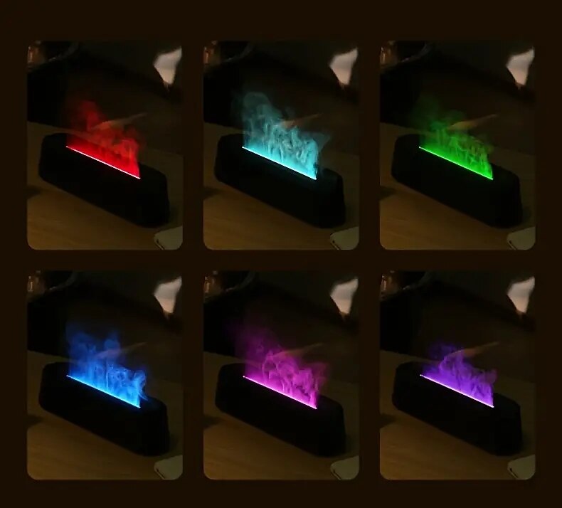 Creative 3D Simulation Flame Air Humidifier Household Colorful Atmosphere Light Intelligent Remote Control Humidifier USB Desktop Silent Large Fog Volume Humidifier Home Decor Room Decor 2025 - $36.99 –P6
