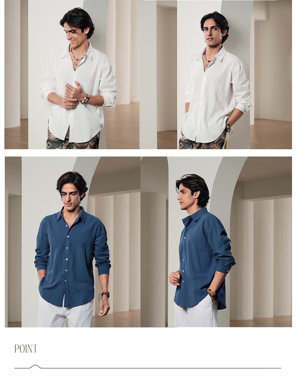 10% linne Button-Down Herr Skjorta linneskjorta Vit Rodnande Rosa Marinblå Långärmad Ensfärgat Krage Vår & sommar Ledigt Dagligen Kläder 2025 - $20.99 –P2