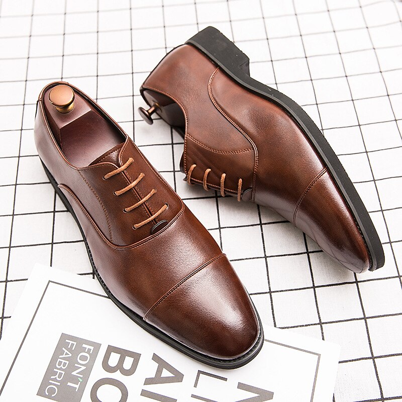 Men's Oxfords Retro Formal Shoes Walking Casual Daily Leather Comfortable Booties / Ankle Boots Loafer Black Brown Spring Fall 2023 - AED 179.99 –P3