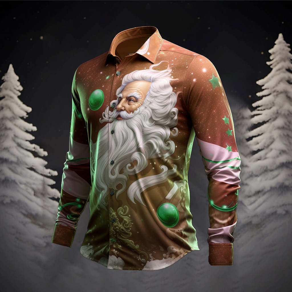 père Noël Décontractées Homme Chemise Usage quotidien Sortie Automne hiver Col rabattu manche longue Jaune, bleu marine, Bleu Roi S, M, L Tissu extensible dans les 4 sens Chemise Noël de 2025 ? $26.99 –P4