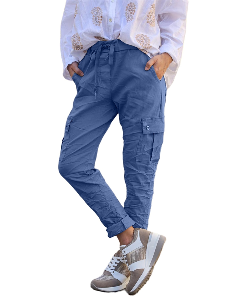 Women's Cargo Pants Pants Trousers Mid Waist Full Length Grey Fall 2025 - $22.99 –P5
