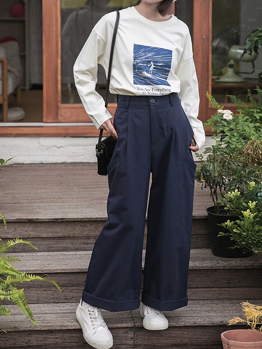 Women's Cargo Pants Wide Leg Pants Trousers Full Length Active Streetwear Outdoor Street Deep Blue S M Fall Winter 2023 - US $44.99 –P6